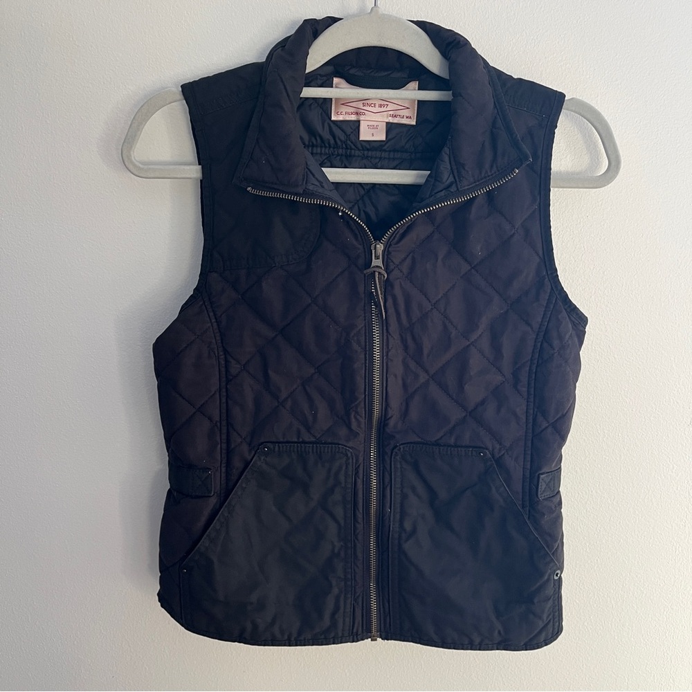 Filson Womens Quilted Insulated Field Shooting Vest Jacket Black